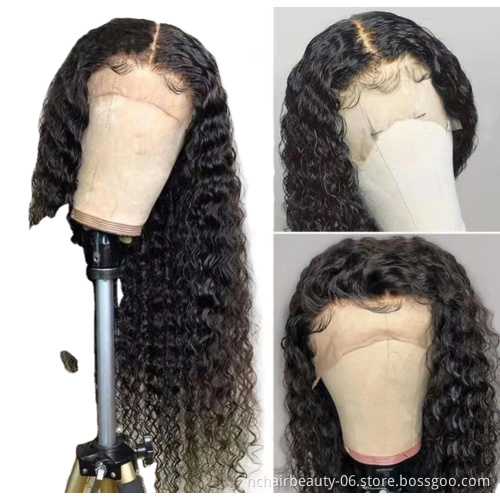 Transparent hd Brazilian water wave 360 lace frontal wigs 100% virgin pixie cut human hair wig,13X6 full lace closure wig